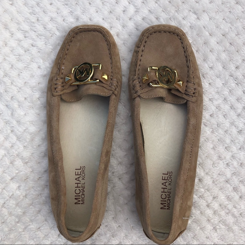 Michael Kors Suede Flat Slip On Loafer Tan Size 6